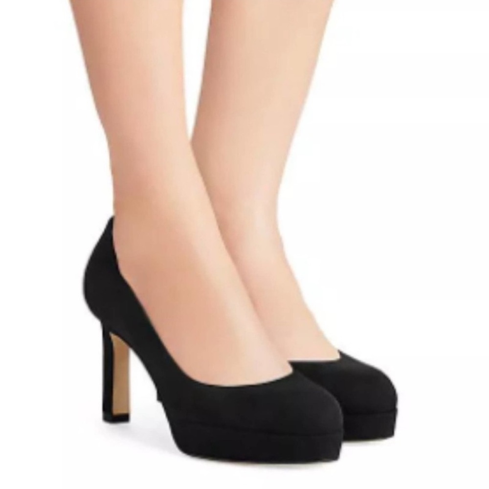 STUART WEITZMAN Shoes Larsa Suede Platform Pump Heels Black Size 6.5 - Picture 4 of 16
